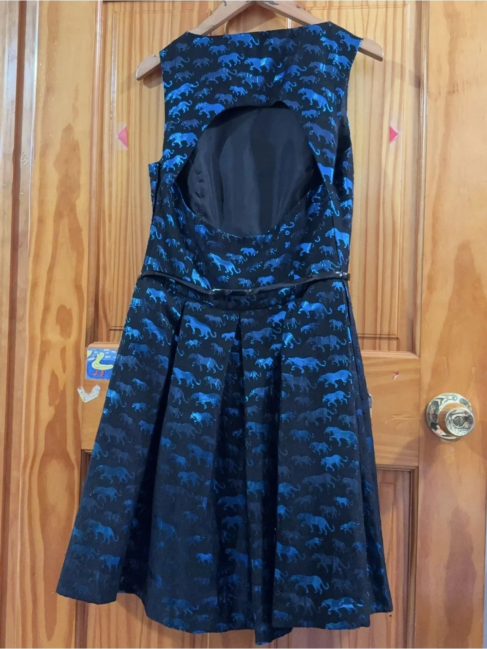 Isaac Mizrahi Black and Blue Sleeveless Fit-and-Flare Dress